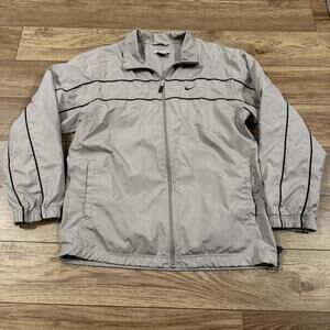 Vintage Y2K Nike Grey Windbreaker Black Stripe Size M 2000s